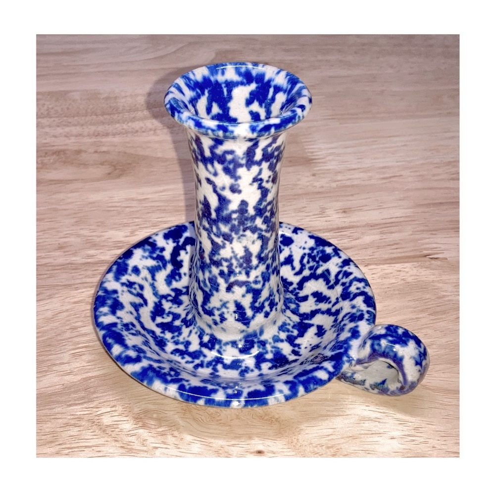 Vtg stoneware candlestick holder